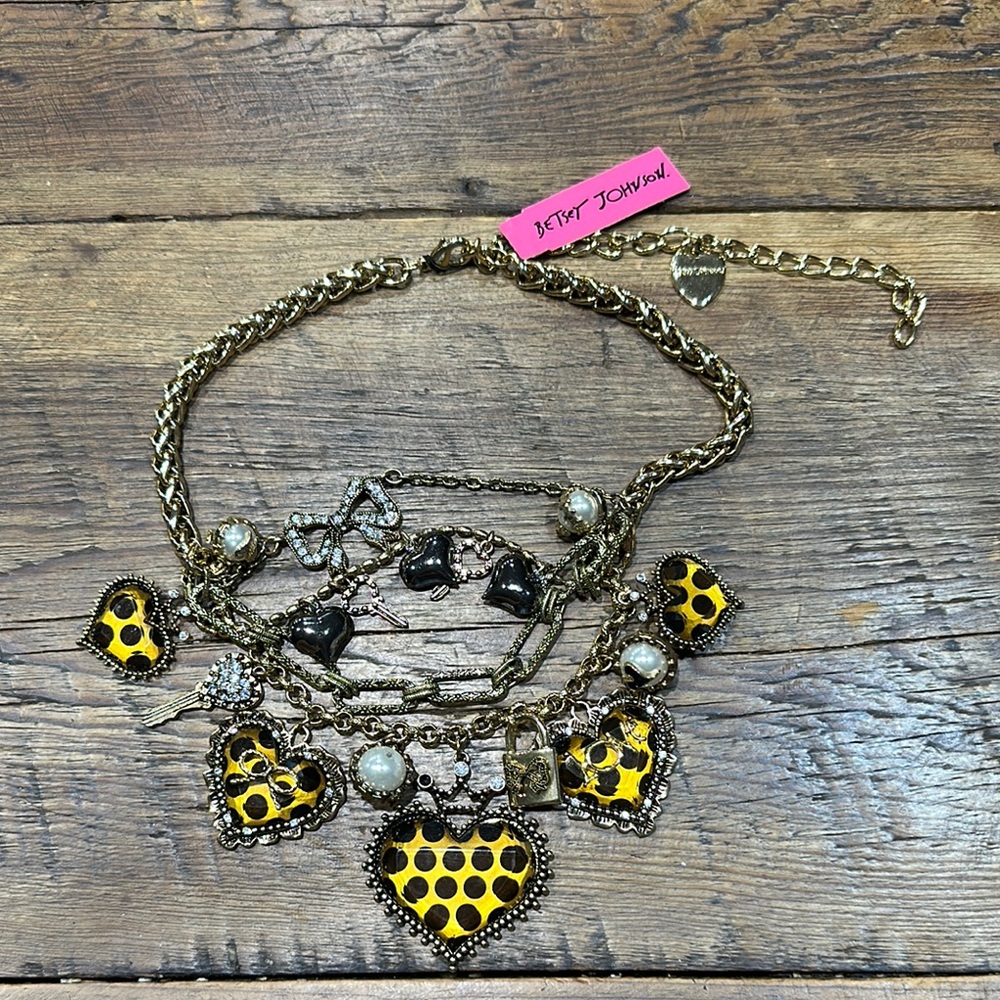 Betsey Johnson Yellow and Black Heart Necklace